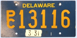 Kennzeichentafel Delaware