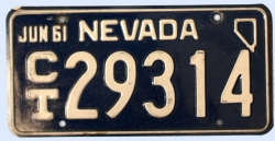 Kennzeichentafel Nevada 1961