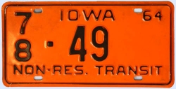 Kennzeichentafel Iowa 1964