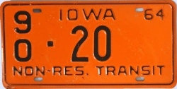 Kennzeichentafel Iowa 1964