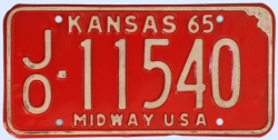 Kennzeichentafel Kansas 1965