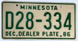Probefahrt-Kennzeichen Minnesota 1986