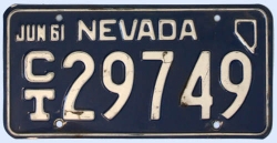 Kennzeichentafel Nevada 1961