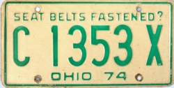 Kennzeichentafel Ohio 1974