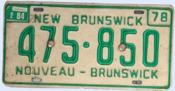 Kennzeichentafel New Brunswick 1978