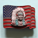 Grtelschnalle US-Flag With Native American Indian