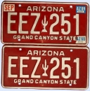 Kennzeichenpaar Arizona 1989