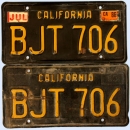 Kennzeichenpaar California 1963