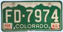 Kennzeichentafel Colorado 1985