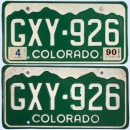 Kennzeichenpaar Colorado 1990