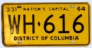 Kennzeichentafel District of Columbia 1964