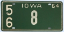 Kennzeichentafel Iowa 1964