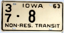 Kennzeichentafel Iowa 1963
