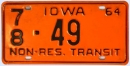 Kennzeichentafel Iowa 1964