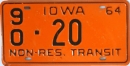 Kennzeichentafel Iowa 1964