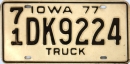Kennzeichentafel Iowa Truck 1977