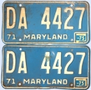 Kennzeichenpaar Maryland 1971