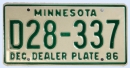 Probefahrt-Kennzeichen Minnesota 1986