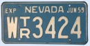 Kennzeichentafel Nevada 1958-1959