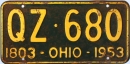 Kennzeichentafel Ohio 1953