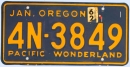 Kennzeichentafel Oregon 1962