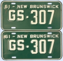 Kennzeichenpaar New Brunswick 1961